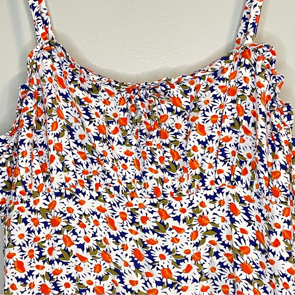 Treasure & Bond Ditsy Floral Print Skater Dress Red White Blue Summer Sz 12